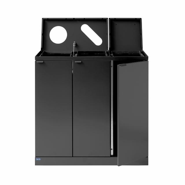 Bica Model 875 Affaldssortering 3x65 liter Løftelåg/formede indkast Antracit