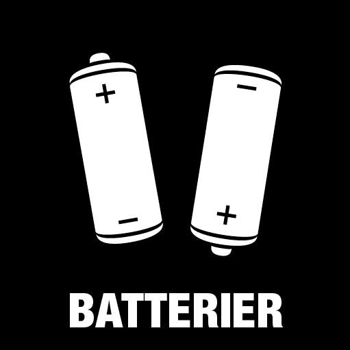 Piktogram Batterier 15x15 cm Konturskåret Hvid