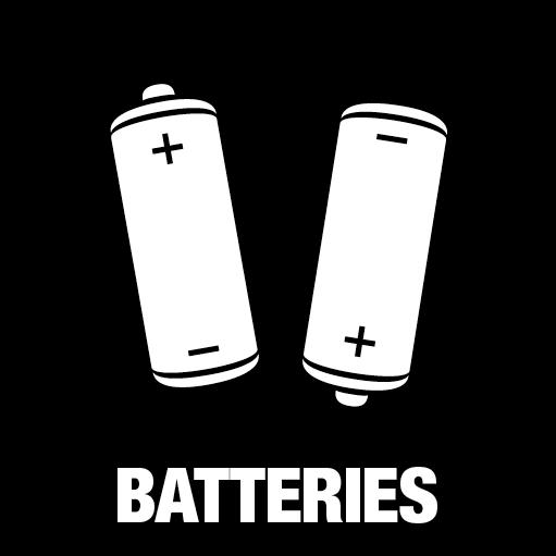 Piktogram Batteries 15x15 cm Konturskåret Hvid