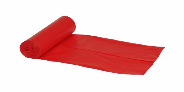 Plastikposer 60 liter LDPE, genanvendt Rød